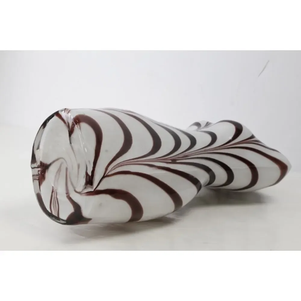 Vintage Murano Style Art Glass Zebra Swirl Female Torso Bust Form Large Vase